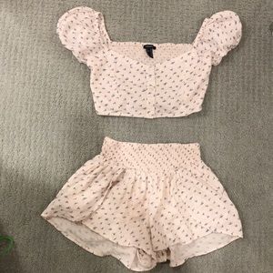Blush light pink crop top and shorts set size XS